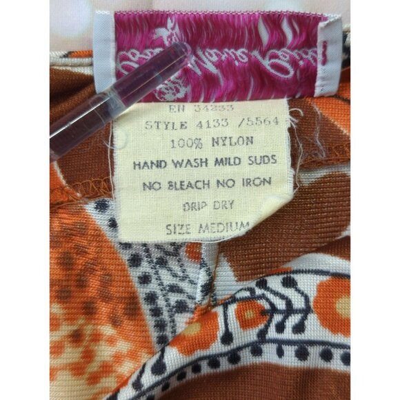 Vintage 70s Rose Marie Reid Womens Long Nylon Dress Cowl Neck Medium Retro - Picture 4 of 14